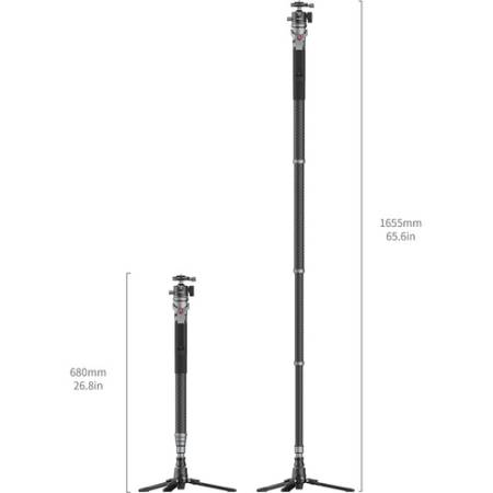 SmallRig 5564 - monopod fotograficzny Carbon z głowicą kulową - wymiary
